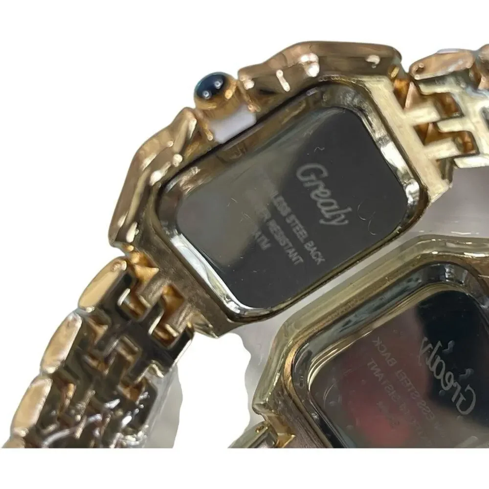 Luxury Gold Plated Zircon Square Quartz Watch